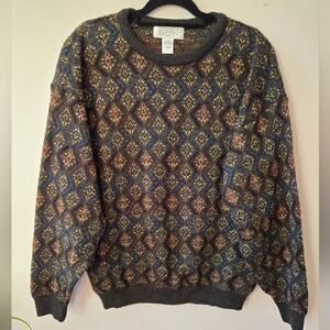 Vintage Gianfranco Ruffini Diamond Knit Sweater XL - Earth Tones
